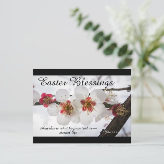 Paasbijles 1 John 2:25 Bijbelversie Feestdagenkaart (Staand voorkant)
