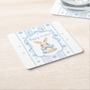 Paasblauw lint Waterverf Konijn Bloemschikking Cot Kartonnen Onderzetters
