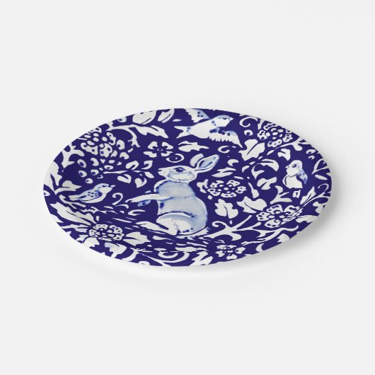 Paasblauw wit konijn, permanent Bunny Delft Papieren Bordje (Gekanteld)