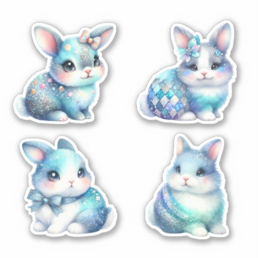 Paasblauwe konijntjes sticker (Voorkant)