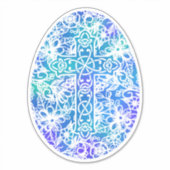Paasblauwe Waterverf kruiseieren Sticker (Voorkant)