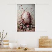 Paasbloem Eierprint, Lente Vintage Ei Poster (Keuken)