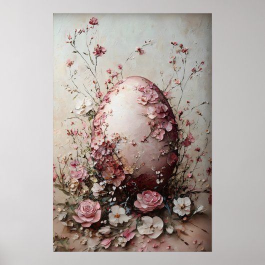 Paasbloem Eierprint, Lente Vintage Ei Poster (Voorkant)