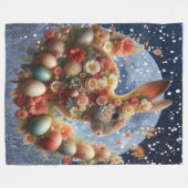 Paasbloem Konijn Pasen  Fleece Deken (Voorkant (Horizontaal))