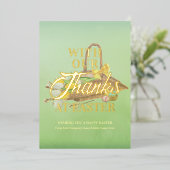 Paasbloem mand Groene Bedankt Paashandel Folie Feestdagenkaart (Staand Voorkant)