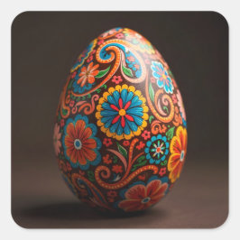 Paasbloem Tapijt Paasei Vierkante Sticker