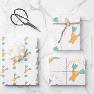 Paasbloemboeket met wortel inpakpapier vel
