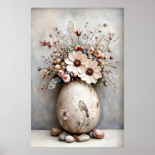 Paasbloemen Ei Print, Lente Vintage Afdrukbaar Poster (Voorkant)