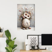 Paasbloemen Ei Print, Lente Vintage Afdrukbaar Poster (Thuiskantoor)