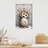 Paasbloemen Ei Print, Lente Vintage Afdrukbaar Poster (Keuken)