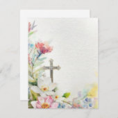 Paasbloemen en blanco dwarsbriefpapier feestdagenkaart (Voorkant / Achterkant)