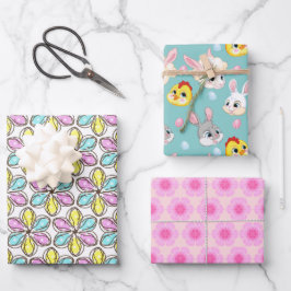 Paasbloemen en -dieren inpakpapier vel