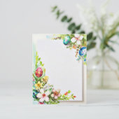 Paasbloemen en eieren blanco briefpapier feestdagenkaart (Staand voorkant)