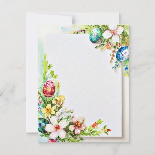 Paasbloemen en eieren blanco briefpapier feestdagenkaart (Voorkant)