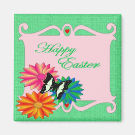 Paasbloemen en vlinder magneet