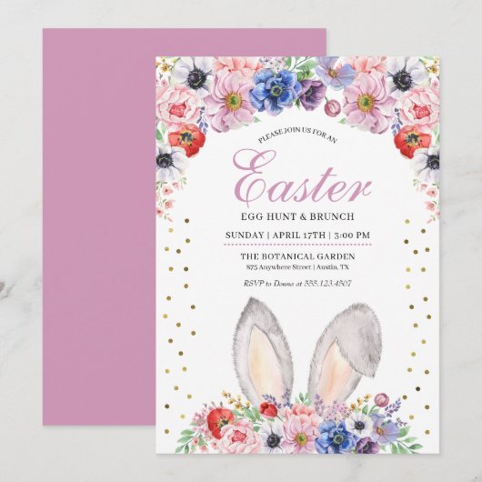 Paasbloemen jacht op Pasen eieren met konijnenoren Kaart (Voorkant / Achterkant)