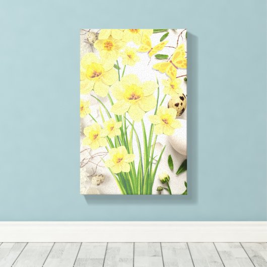 Paasbloemen om je woonkamer of keuken te verlichte canvas afdruk (Insitu (Houten vloer))