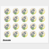  paasbloemen, Paarse tuinbouwbloemen Ronde Sticker (Vel)