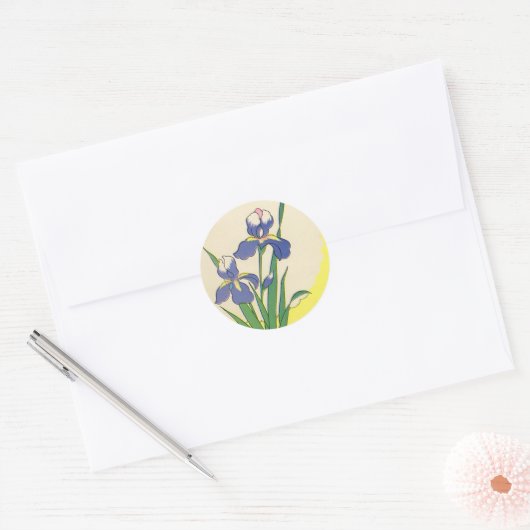  paasbloemen, Paarse tuinbouwbloemen Ronde Sticker (Envelop)