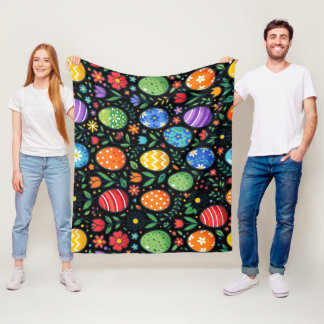 Paasbloemen & Regenboog Paaseieren Fleece Deken