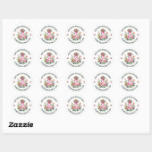 Paasbloemen roze flamingo ronde sticker (Vel)