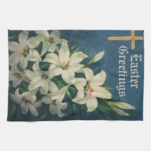 paasbloemen, witte Victoriaans luizen Theedoek (Horizontaal)