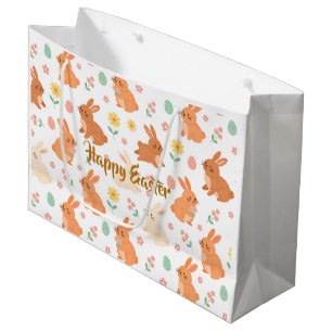 Paasbloemenei konijnpatroon groot cadeauzakje