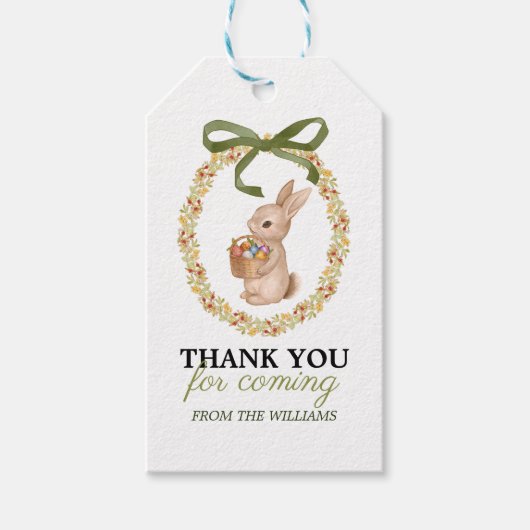 Paasbloemenkrans Konijn Bedankt Cadeaulabel (Voorkant)