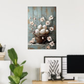 Paasbloemenmand, Lenteprint, Vintage Pasen Poster (Thuiskantoor)
