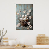Paasbloemenmand, Lenteprint, Vintage Pasen Poster (Keuken)