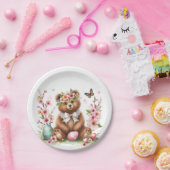 Paasbloesem Bruin Beer Waterverven - Papieren Bordje (Feest)