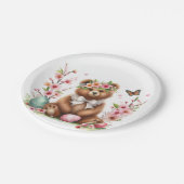 Paasbloesem Bruin Beer Waterverven - Papieren Bordje (Gekanteld)