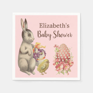 Paasbondskonijn en Baby shower van kippen Servet