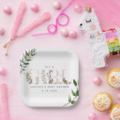 Paasbondskonijn Eucalyptusroze Baby shower Papieren Bordje (Feest)