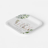 Paasbondskonijn Eucalyptusroze Baby shower Papieren Bordje (Gebogen)