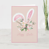 Paasbondsoorten en Waterverf roze bloemen Kaart (Voorkant)