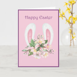 Paasbondsoorten en Waterverf roze bloemen Kaart