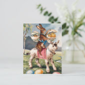 paasbonenkuikkleurige gekleurde eigeit feestdagenkaart (Staand voorkant)