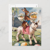 paasbonenkuikkleurige gekleurde eigeit feestdagenkaart (Voorkant / Achterkant)