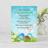 Paasbonny & Eggs Egg Hunt Party Invite Kaart (Staand voorkant)