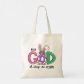 Paasboodschappentas 'Met God is alles mogelijk' Tote Bag (Achterkant)