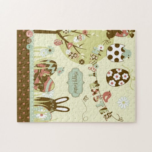 Paasboom en een Koud met letters Legpuzzel (Horizontaal)