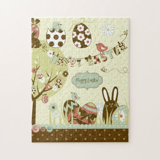 Paasboom en een Koud met letters Legpuzzel (Verticaal)