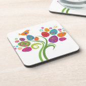 Paasboom met gekleurde eieren en bloemen bier onderzetter (Linkerzijde)