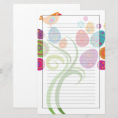Paasboom met gekleurde eieren en bloemen briefpapier (Voorkant / Achterkant)