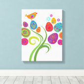 Paasboom met gekleurde eieren en bloemen canvas afdruk (Insitu (Houten vloer))