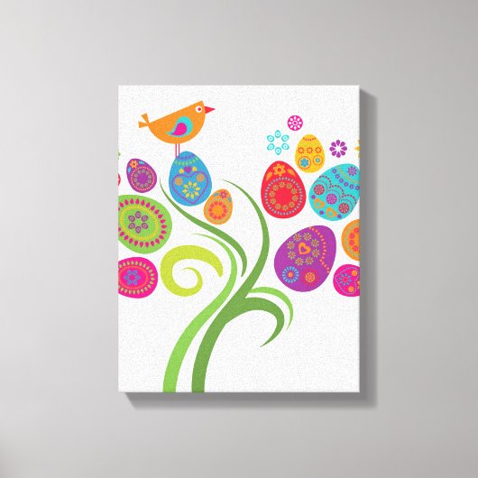 Paasboom met gekleurde eieren en bloemen canvas afdruk (Voorkant)