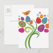 Paasboom met gekleurde eieren en bloemen feestdagenkaart (Voorkant / Achterkant)