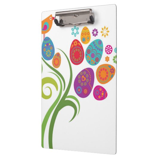 Paasboom met gekleurde eieren en bloemen klembord (Links)