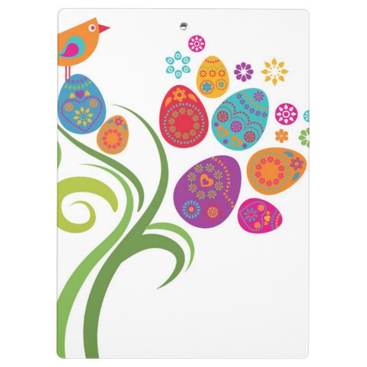 Paasboom met gekleurde eieren en bloemen klembord (Achterkant)